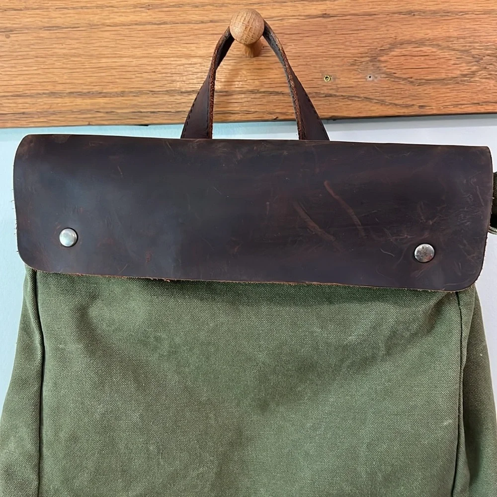 Olive Green Canvas Backpack - Classic,‎ 11x4” depth